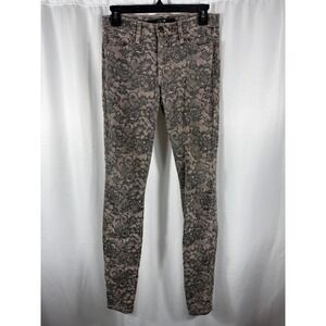 Joes Jeans The Skinny Lace Print Black and Tan Denim Pants Womens 26 Made in USA